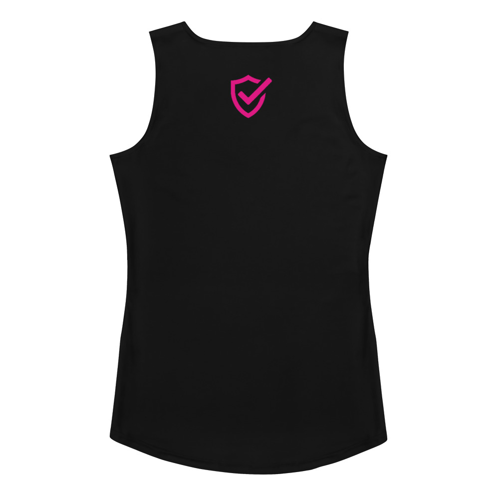 Bichotas Vote Back of blank tank top featuring bold pink retro text that says Bichotas Vote.